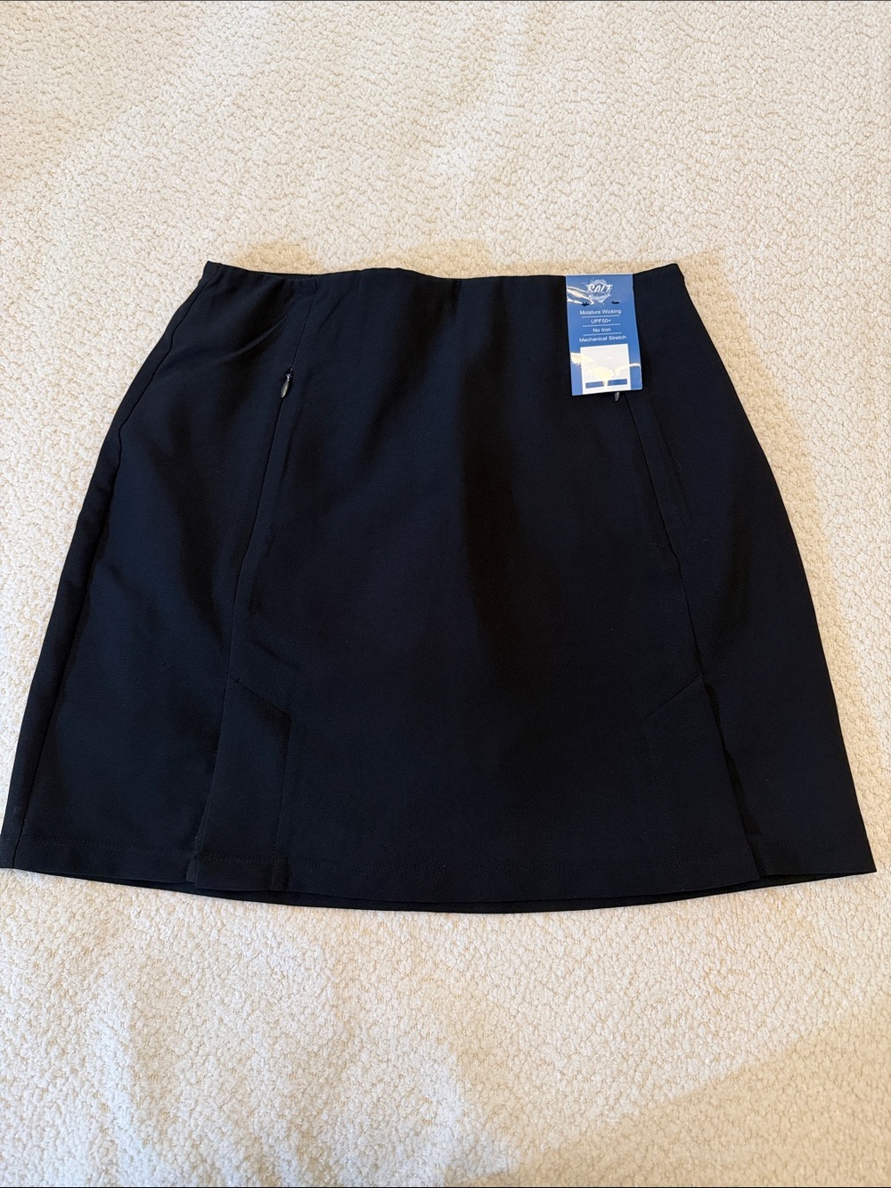 SALT Luxe & Keel Black Women's Mini Skort - Front Zip Pockets - size Small - NWT